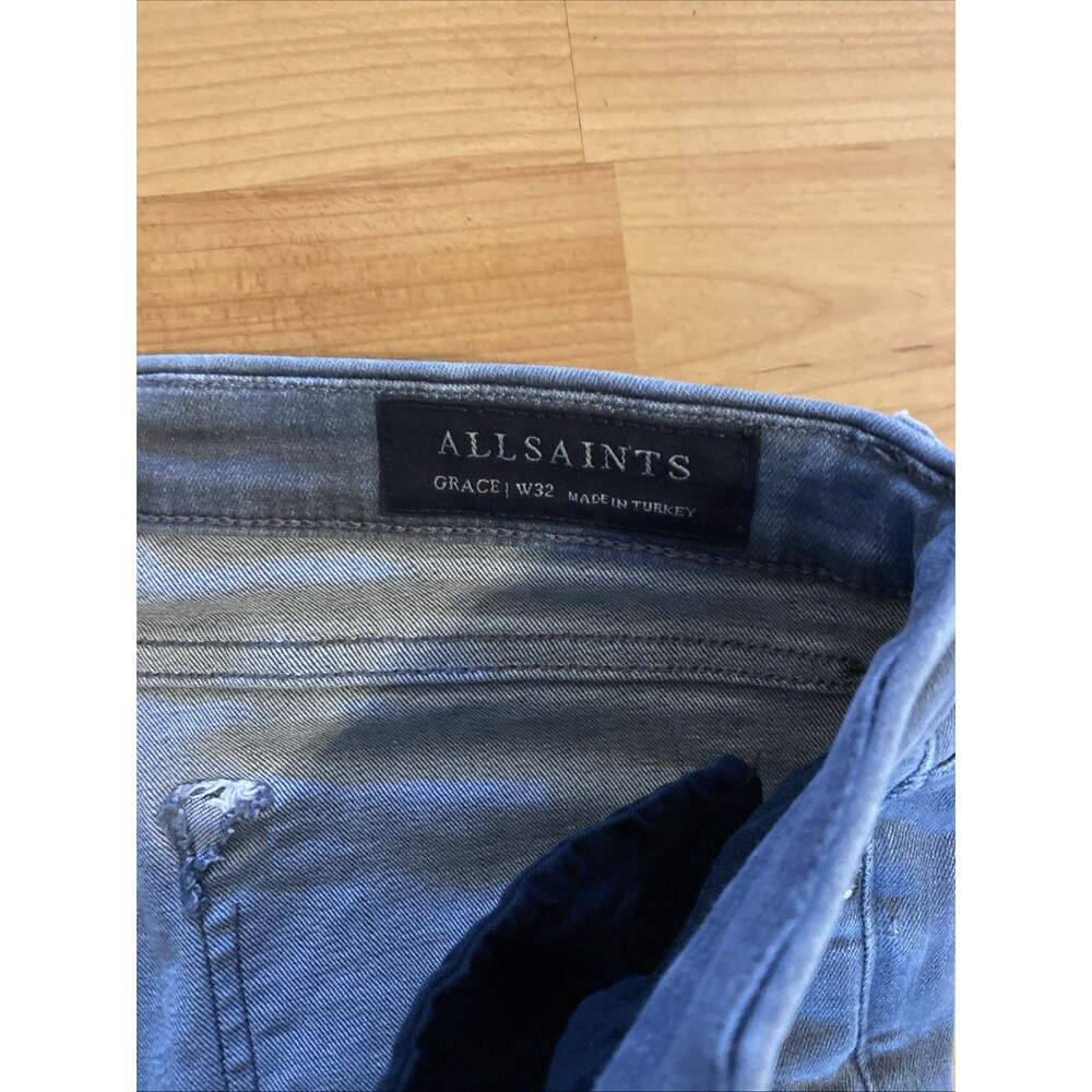 All Saints Jeans Women 32 Gray Washed Grace Slashed Distressed Skinny Denim - Picture 5 of 10